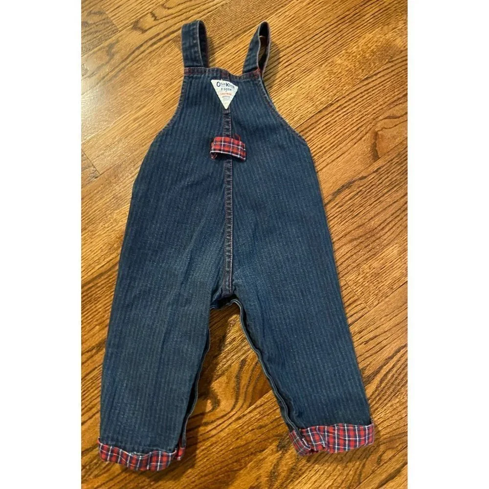 OshKosh B'gosh | Vintage Overalls Red Plaid Denim Union Tag Sz‎ 24M